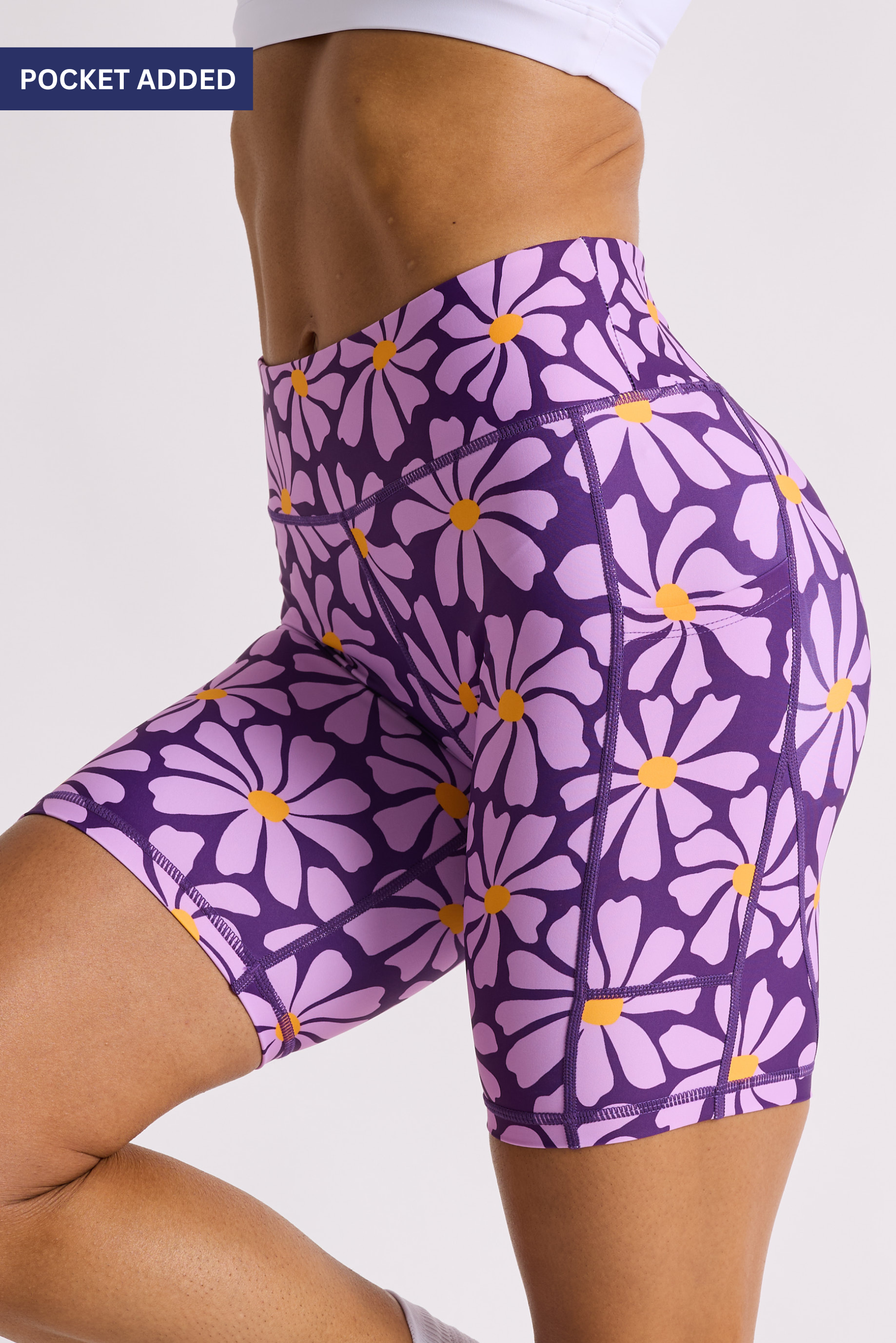 Purple Groovy Daisy Biker Shorts 8” – VOXY