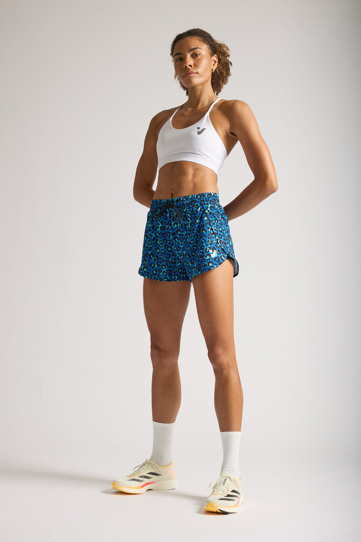 Blue Leopard - 2 in 1 Racer Shorts