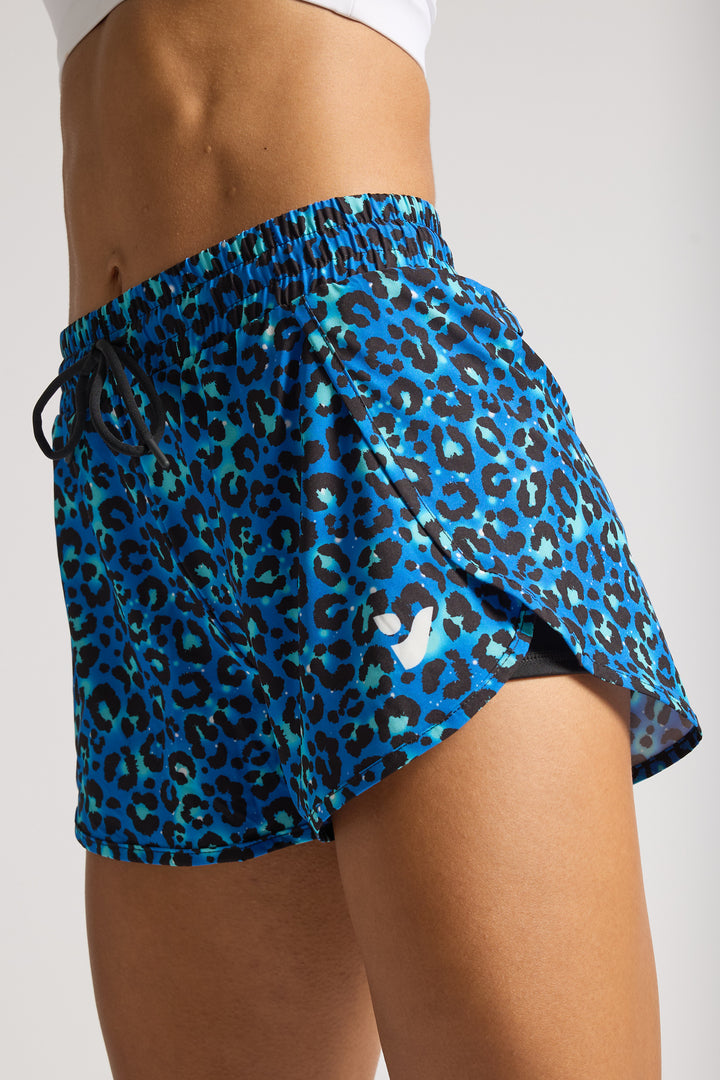 Blue Leopard - 2 in 1 Racer Shorts