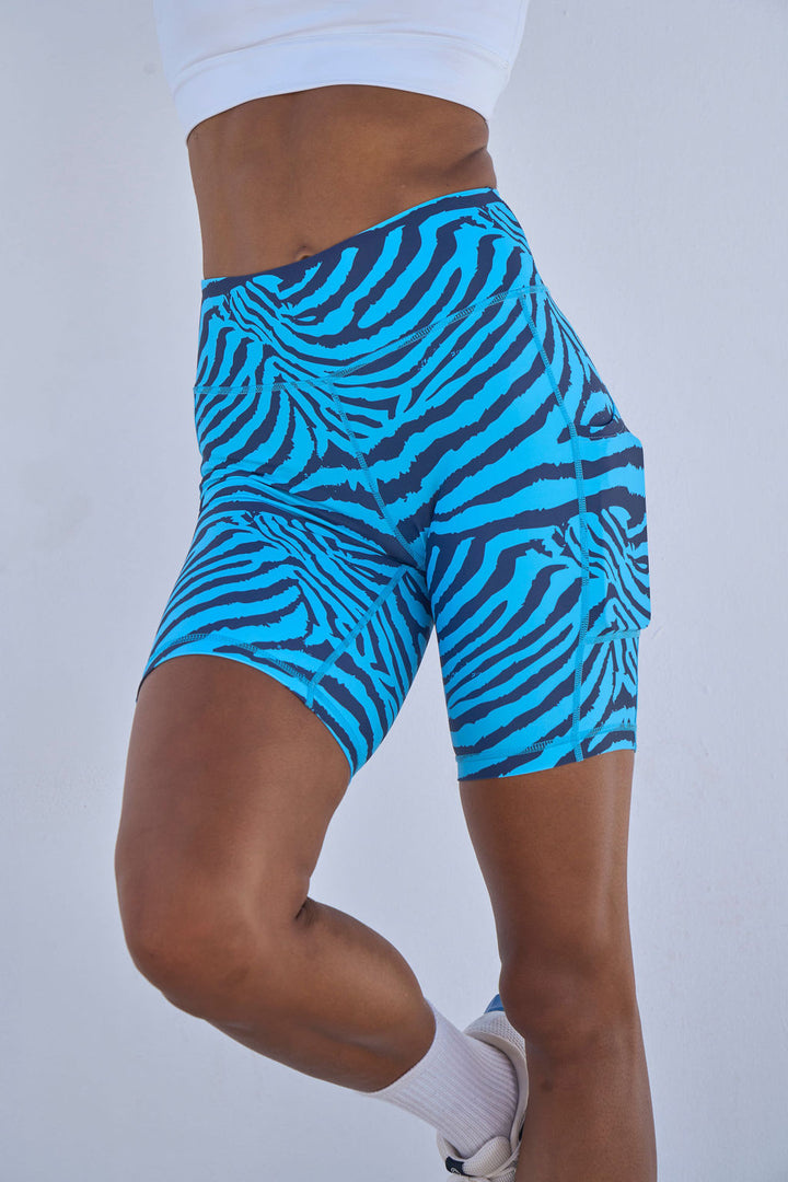 Blue Zebra Biker Shorts 8”