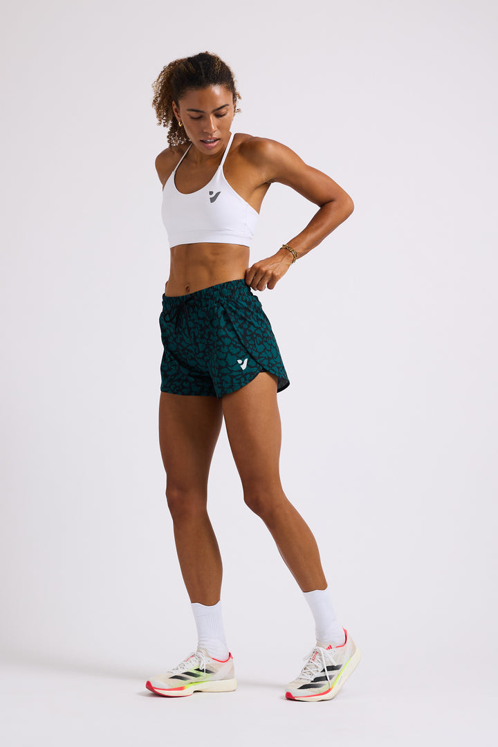 Teal Leopard - 2 in 1 Racer Shorts