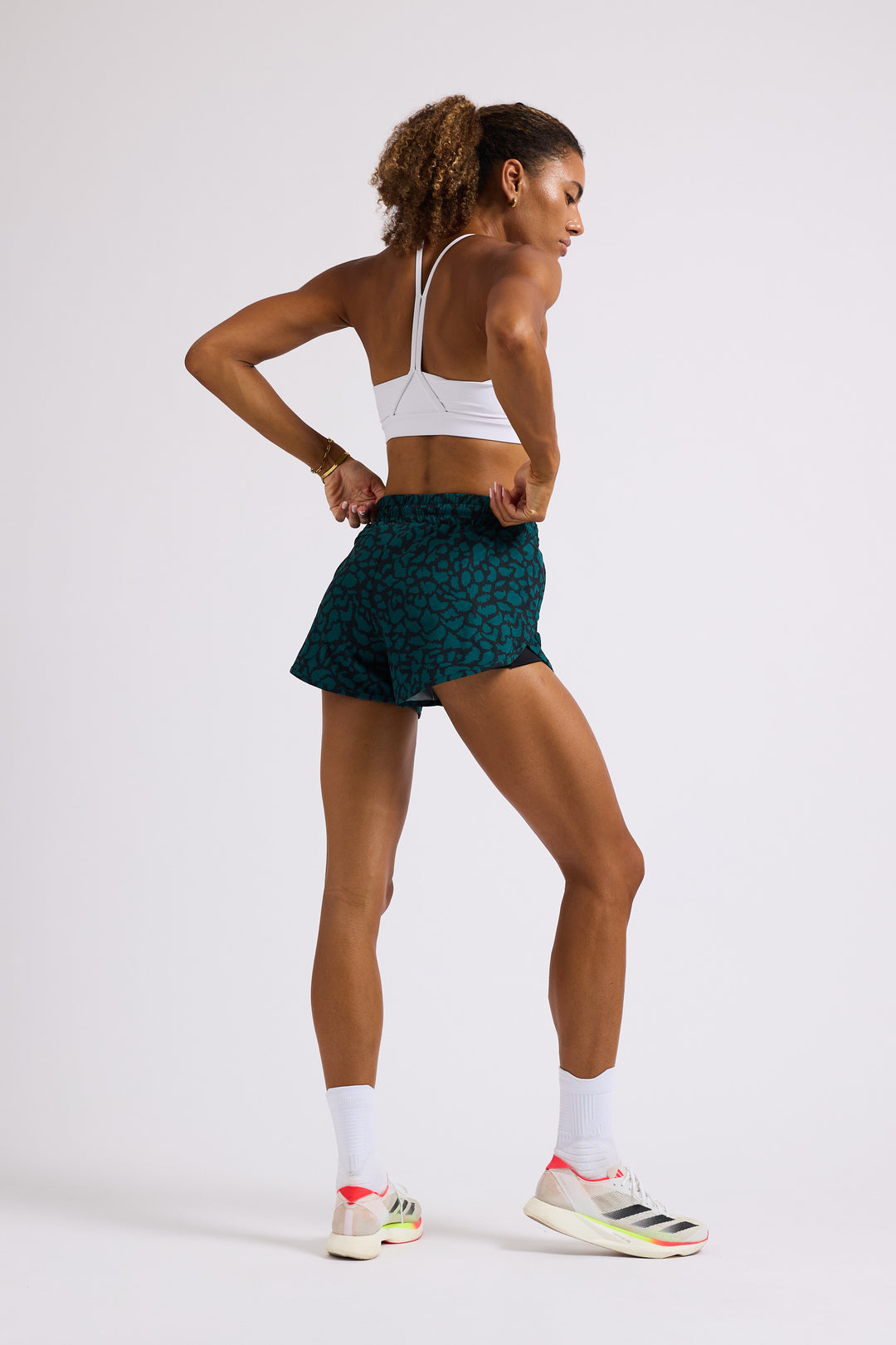 Teal Leopard - 2 in 1 Racer Shorts