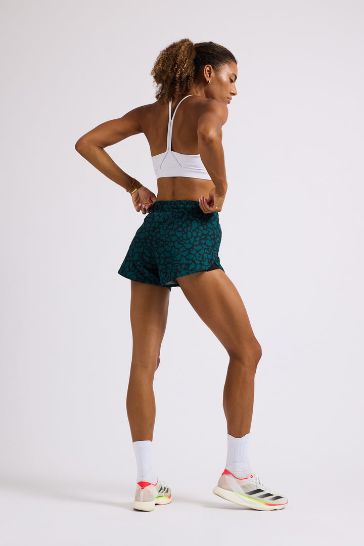 Teal Leopard - 2 in 1 Racer Shorts