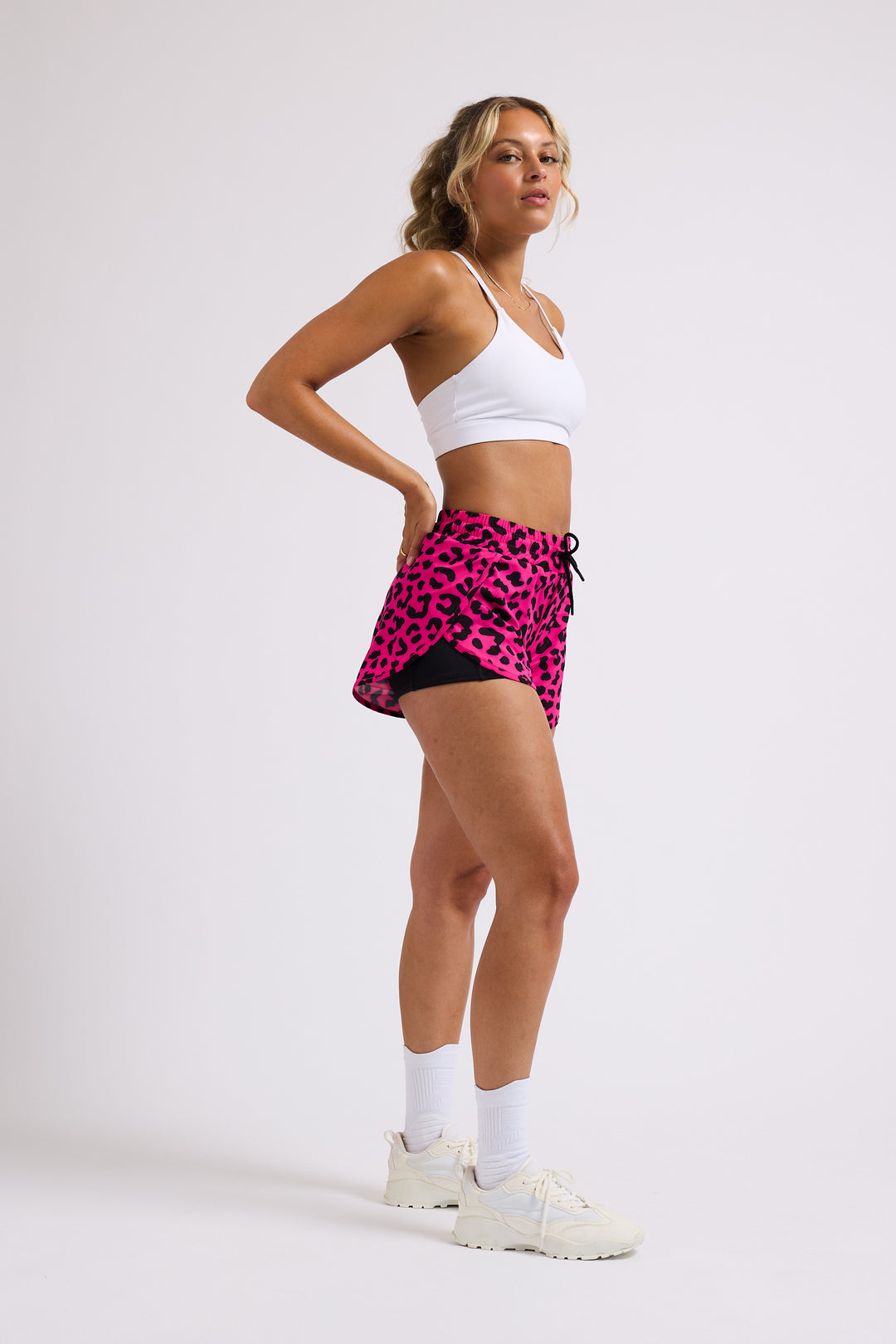Pink Leopard - 2 in 1 Racer Shorts