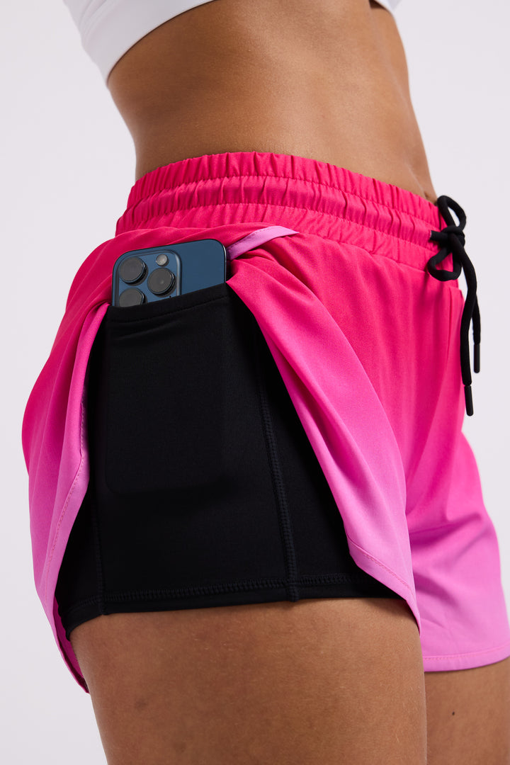 Pink Gradient - 2 in 1 Racer Shorts