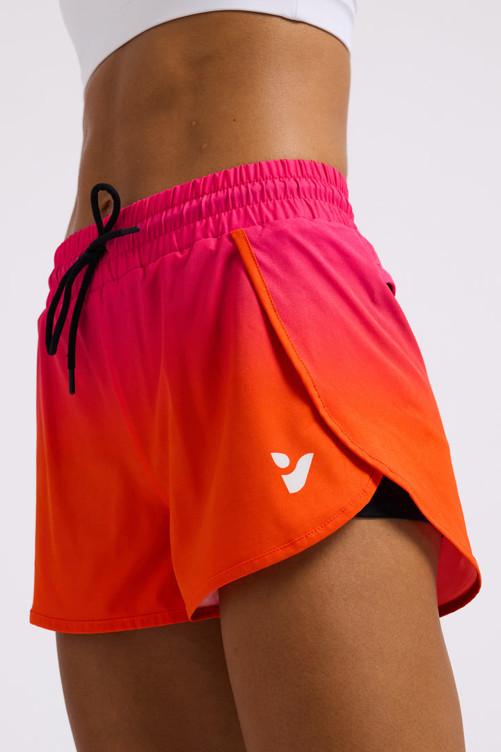 Orange - Fuscia Gradient - 2 in 1 Racer Shorts