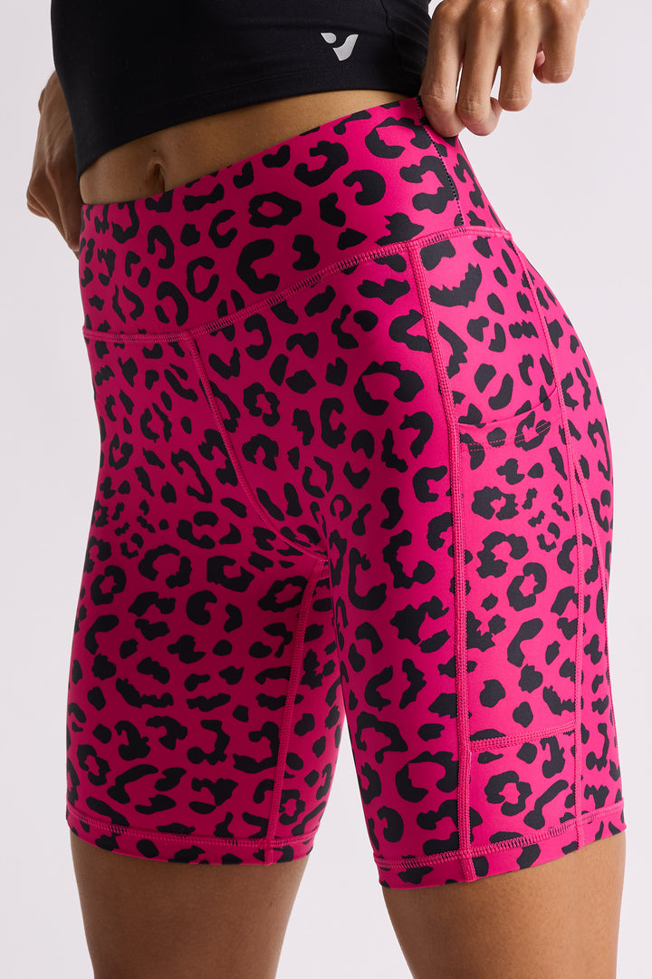 Pink Leopard Biker Shorts 8”