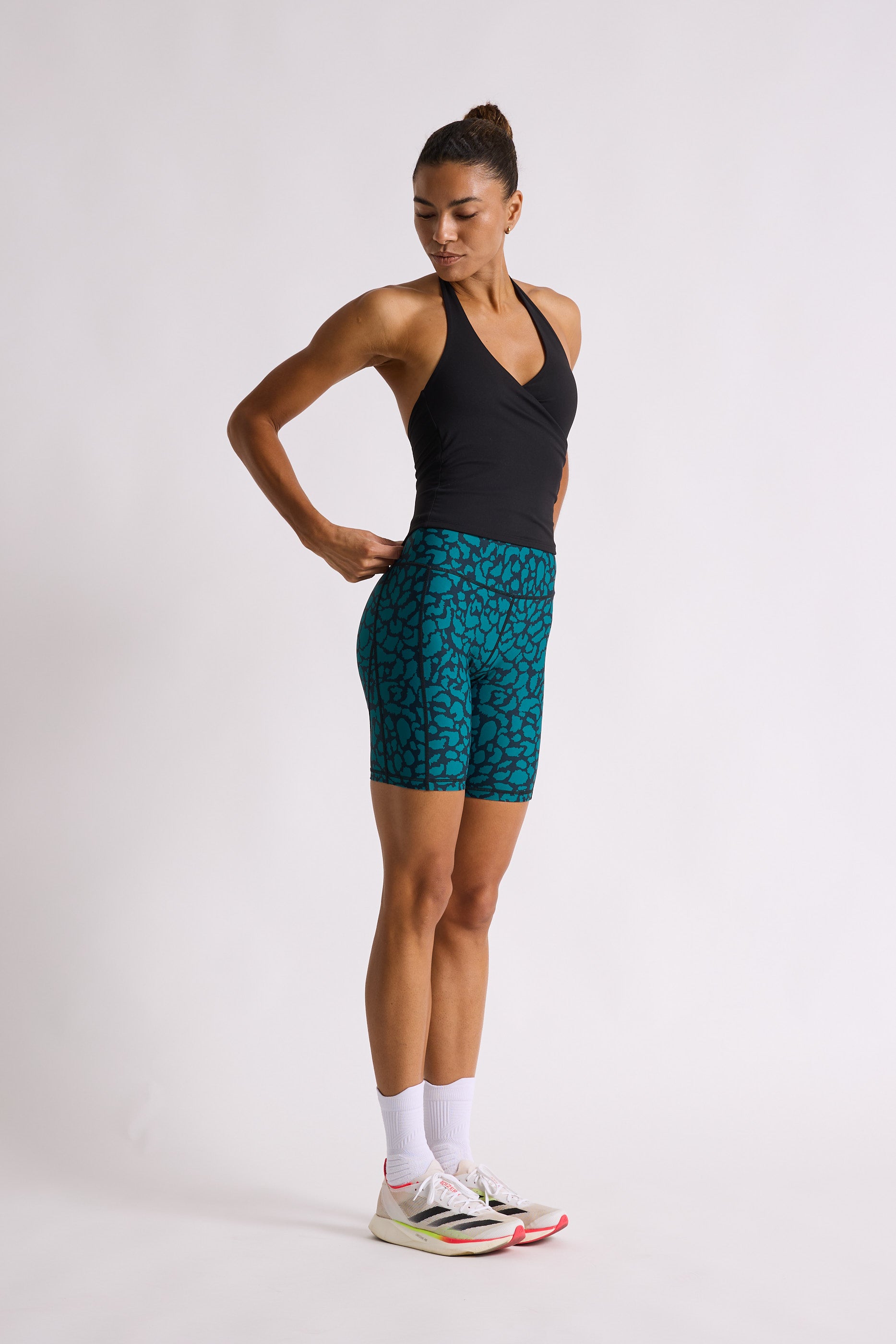 Teal Leopard Biker Shorts 8” – VOXY