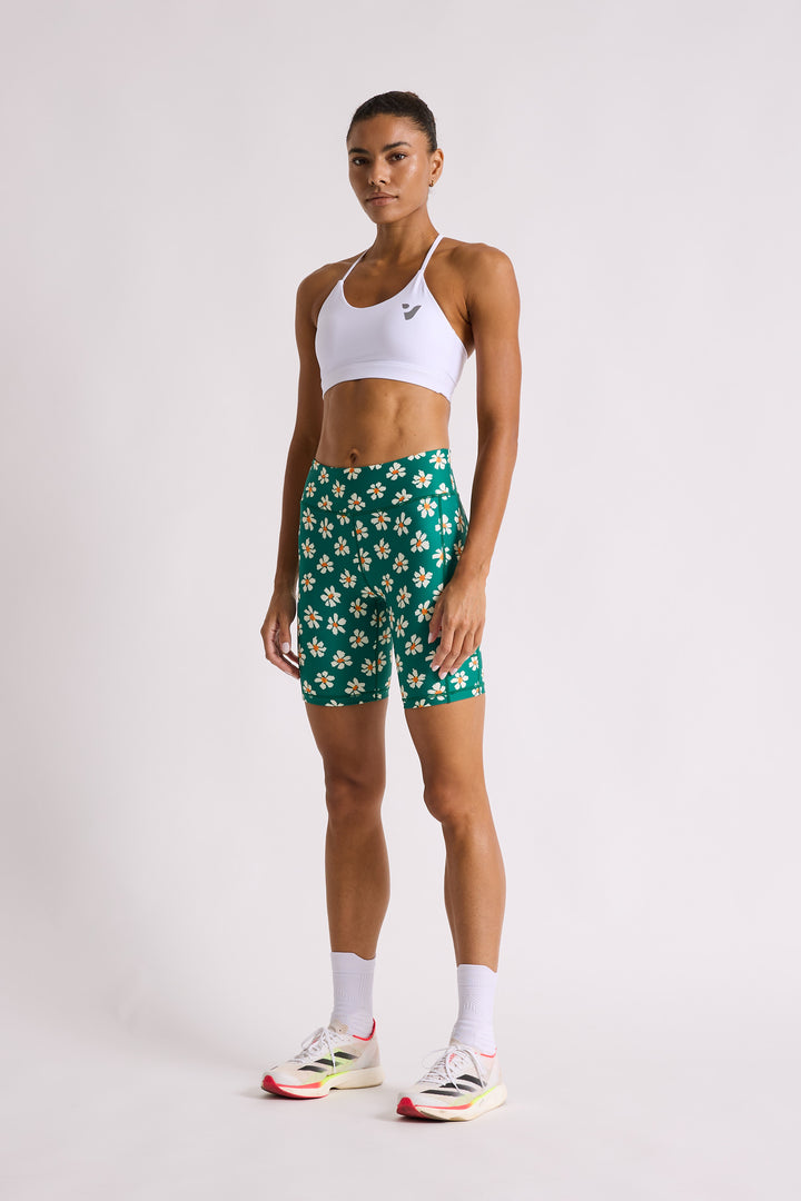 Green Daisy Biker Shorts 8”