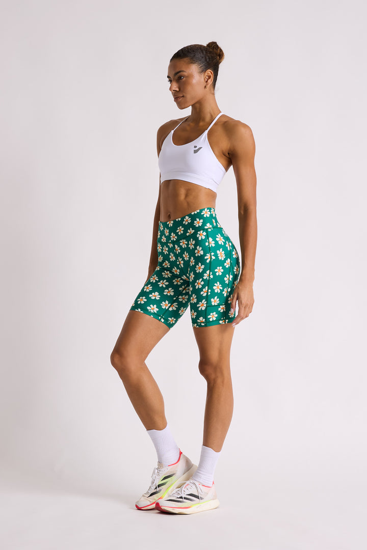 Green Daisy Biker Shorts 8”