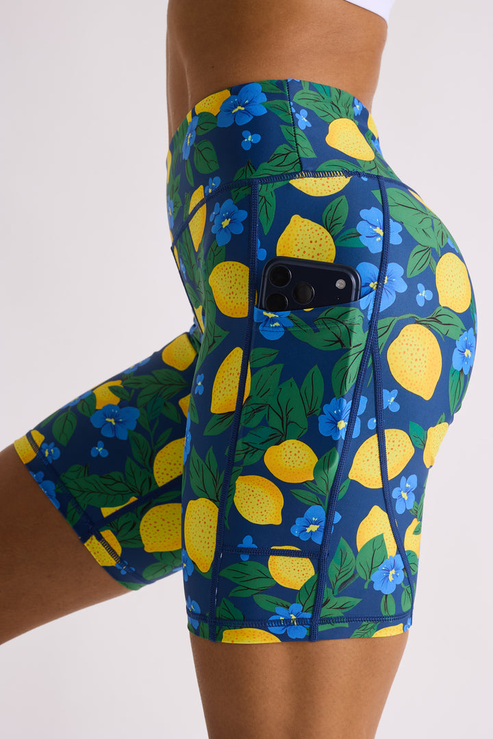 Lemon Biker Shorts 8”