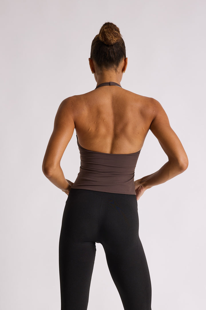 Wrap Front Halter Neck - Chestnut