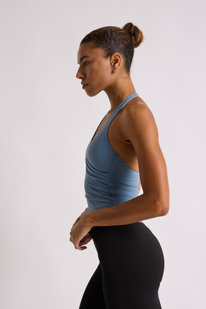 Wrap Front Halter Neck - Sky