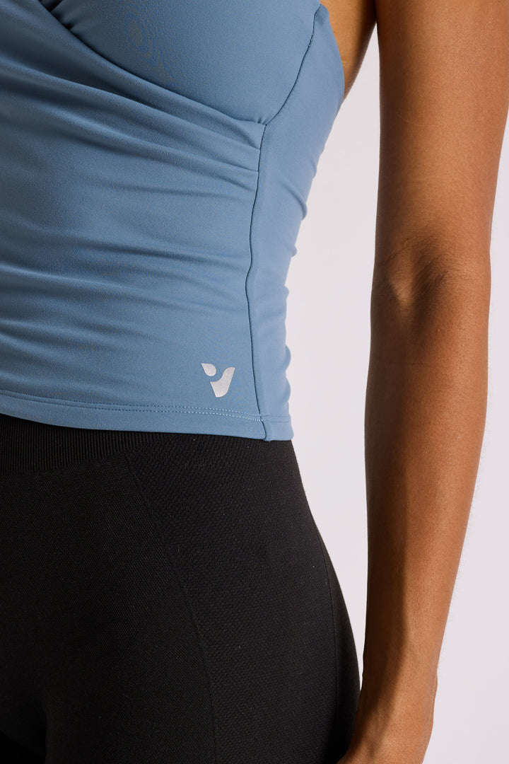 Wrap Front Halter Neck - Sky