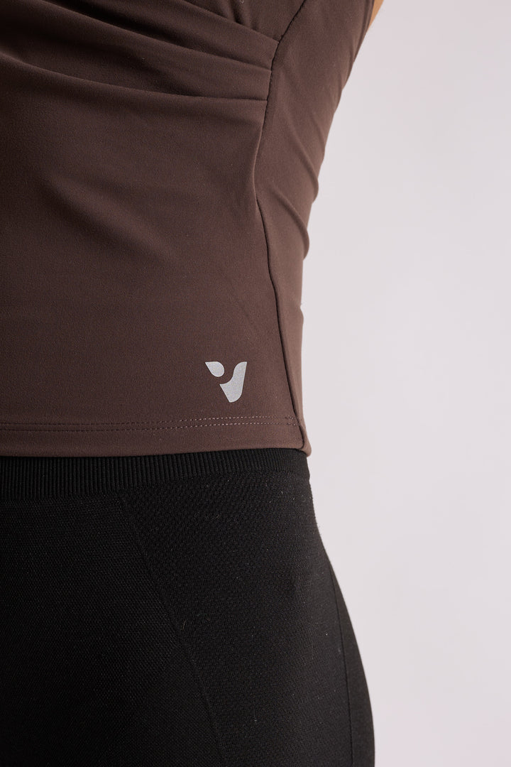 Wrap Front Halter Neck - Chestnut