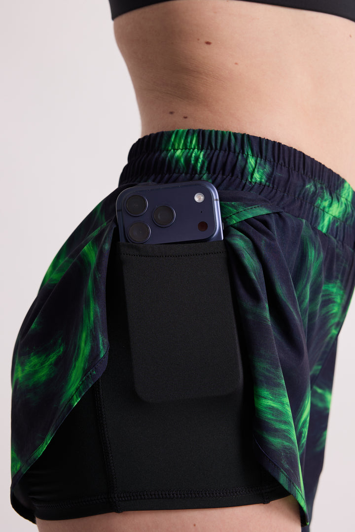 Green Flare - 2 in 1 Racer Shorts