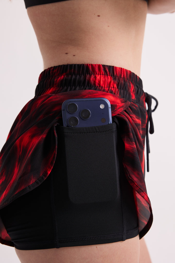 Red Flare - 2 in 1 Racer Shorts