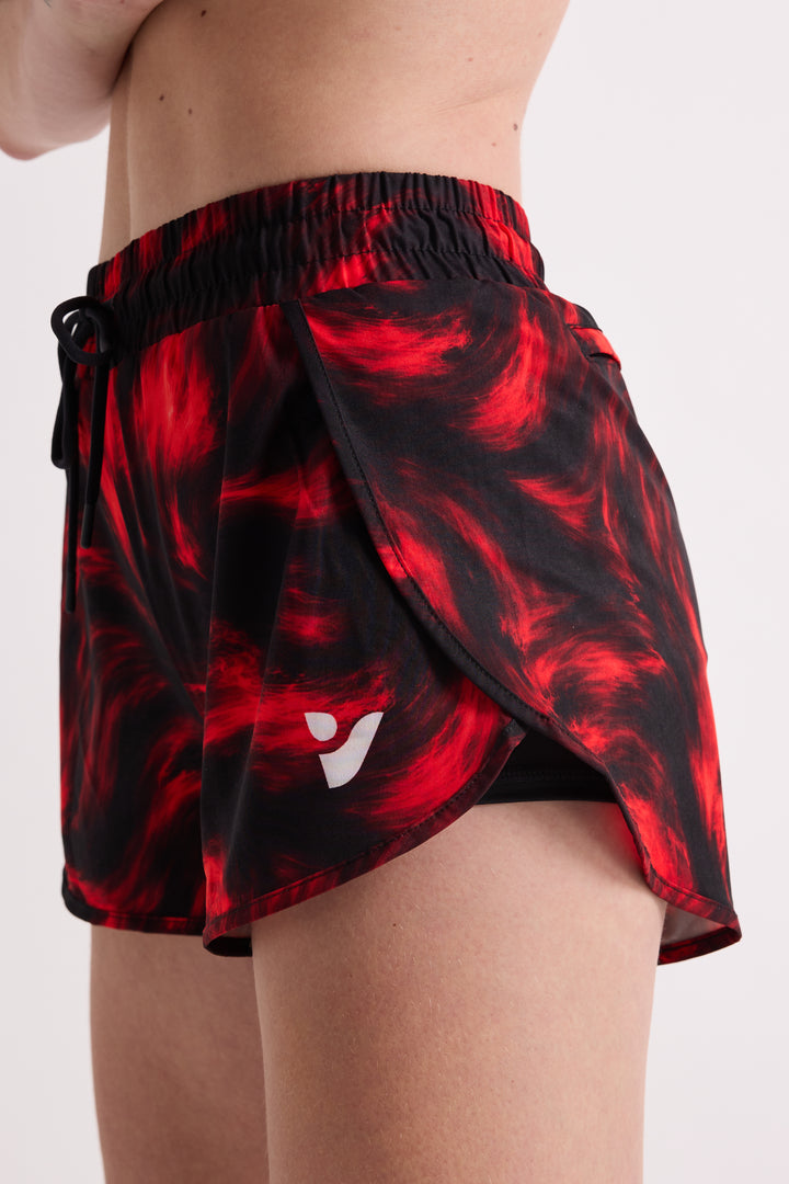Red Flare - 2 in 1 Racer Shorts