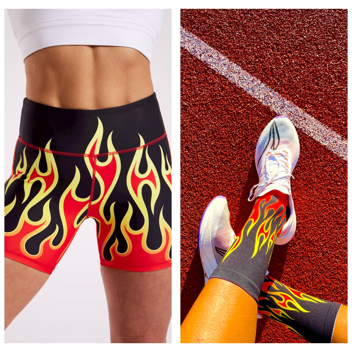 Flame biker shorts sale