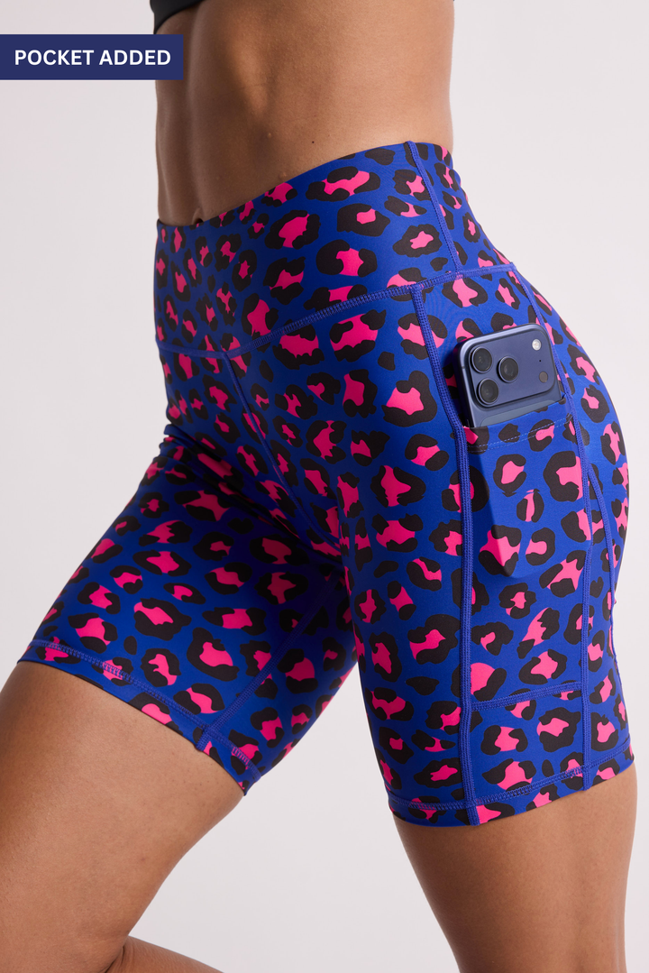 Bubblegum Leopard Biker Shorts 8”