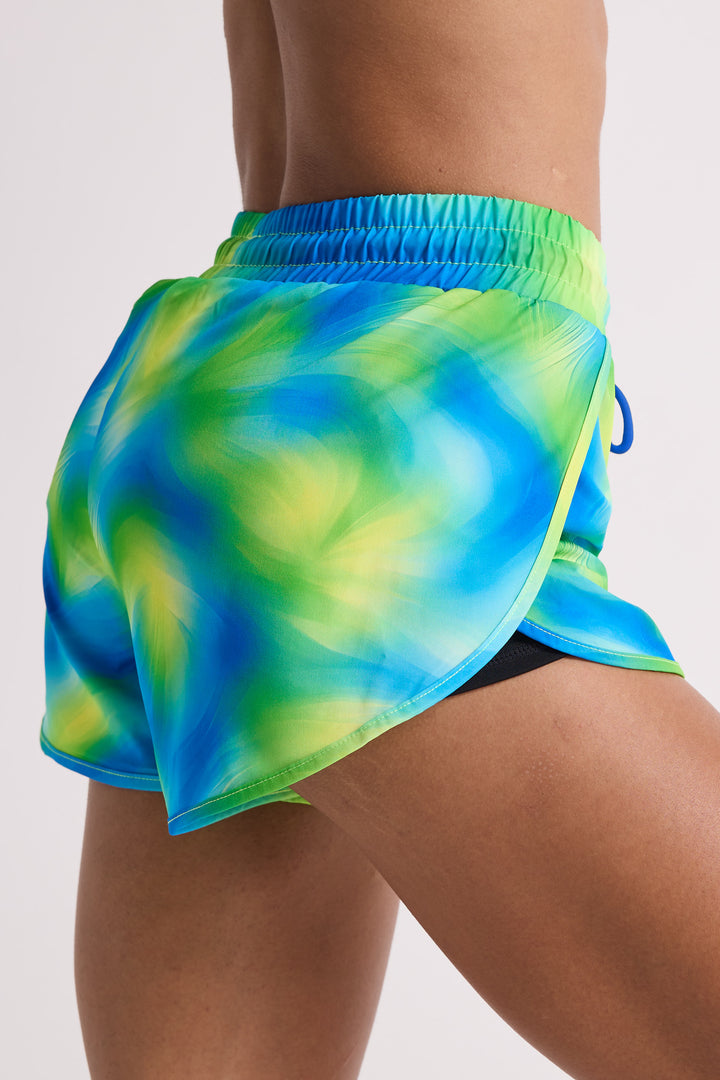 Green Cosmic - 2 in 1 Racer Shorts