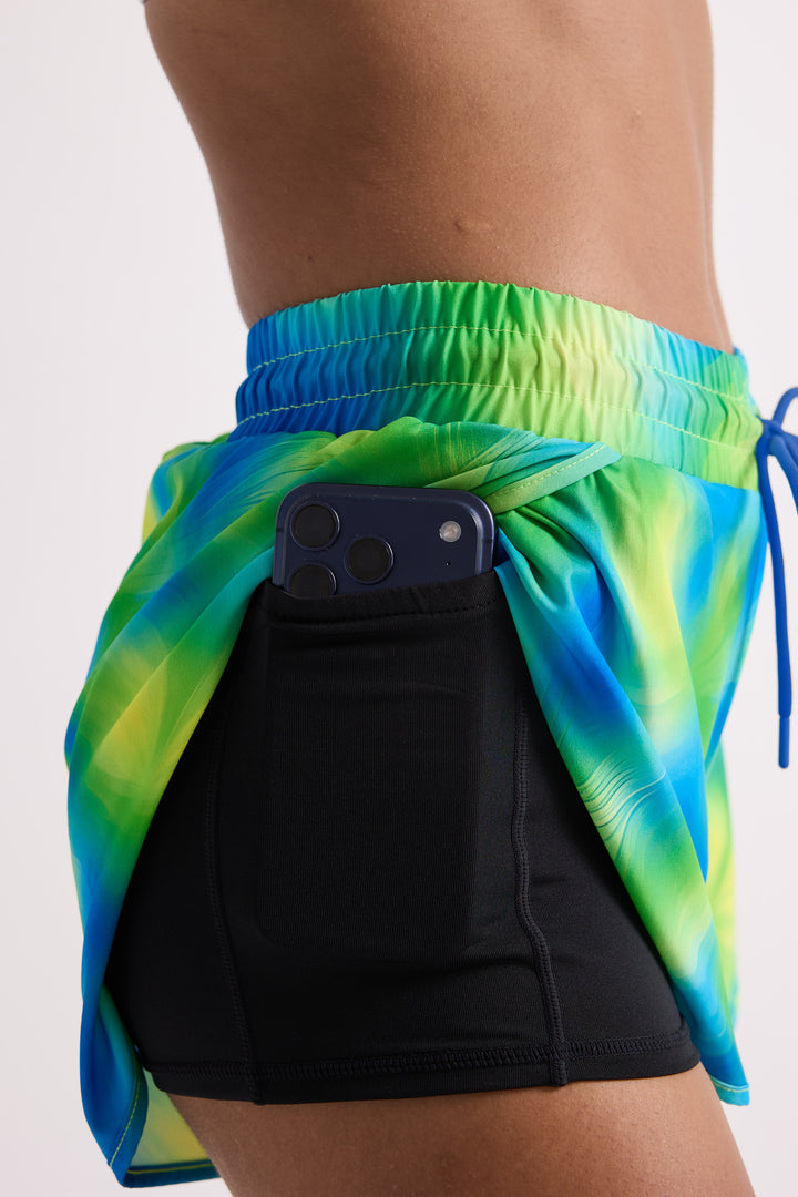 Green Cosmic - 2 in 1 Racer Shorts