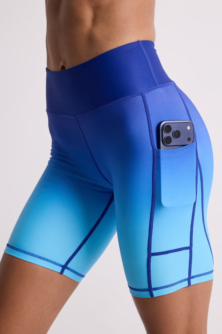 Blue Gradient Biker Shorts 8”